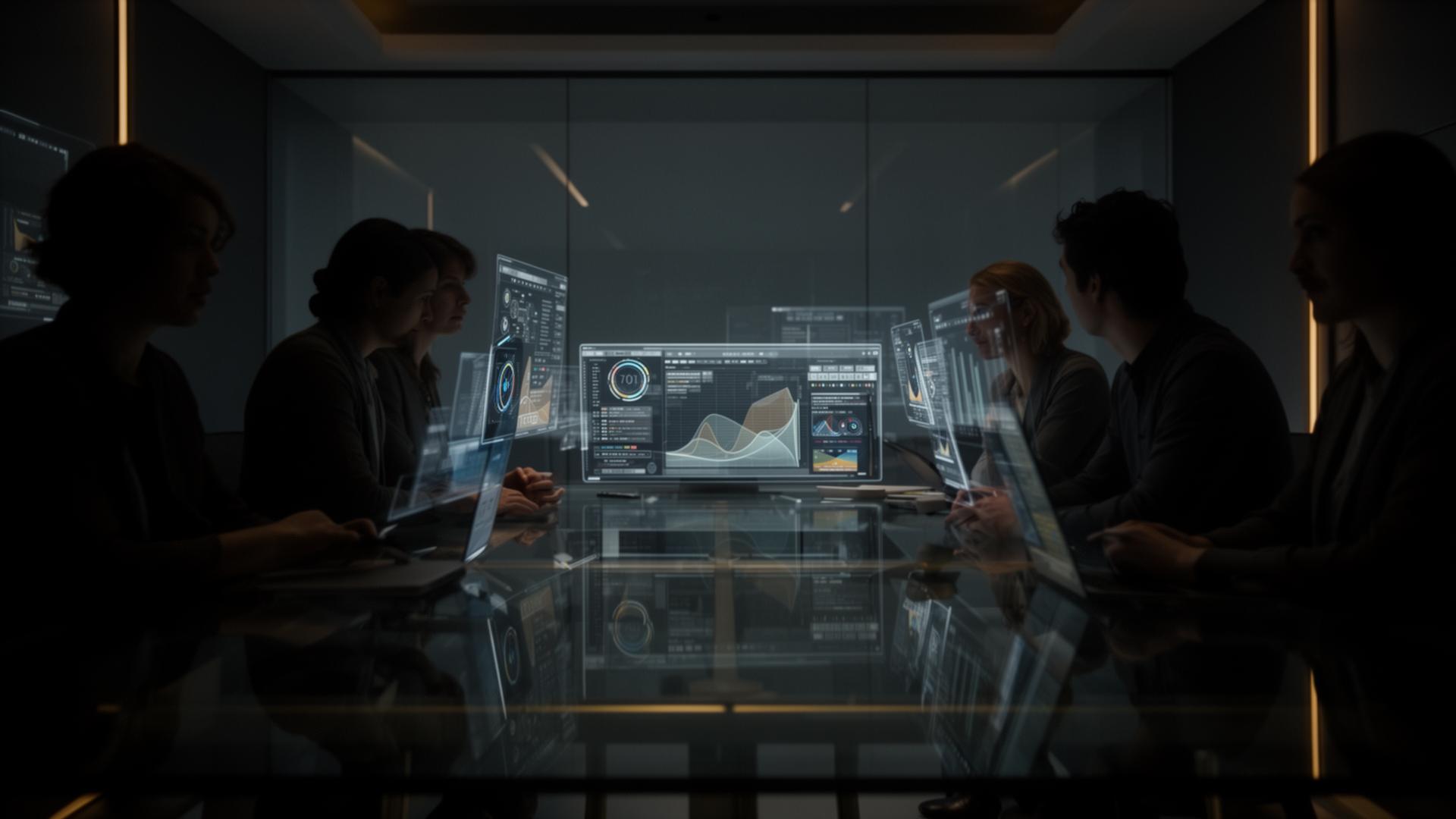 Multidisciplinary team interpreting behavioral analytics in low-light glass environment